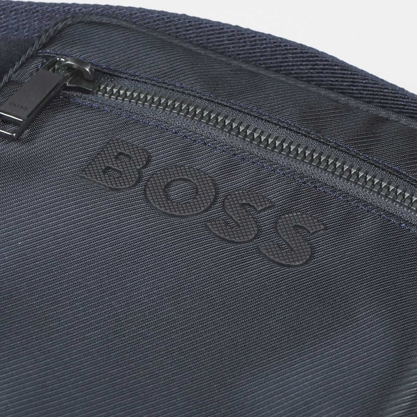 Boss Crossbody Bag with Contrast Logo and Signature-Stripe Strap - Blue