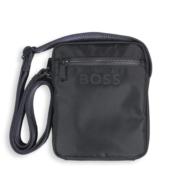 Boss Crossbody Bag with Contrast Logo and Signature-Stripe Strap - Blue