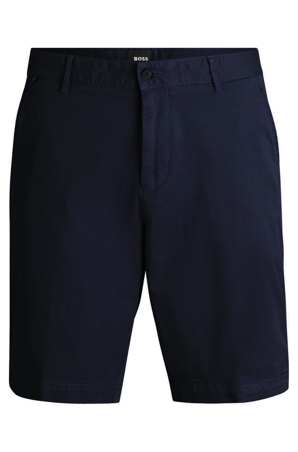 Boss Stretch-Cotton Twill Slim-Fit Shorts - Navy