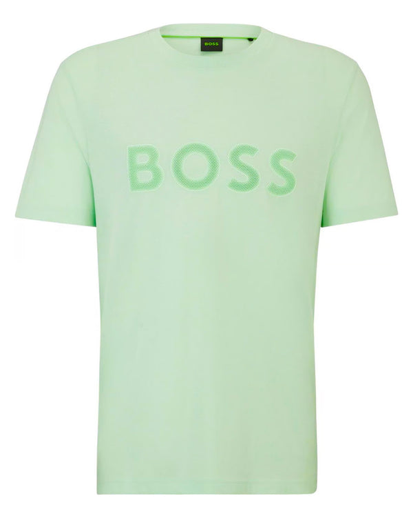 Boss Mesh Logo Regular-Fit Cotton-Jersey T-Shirt - Green