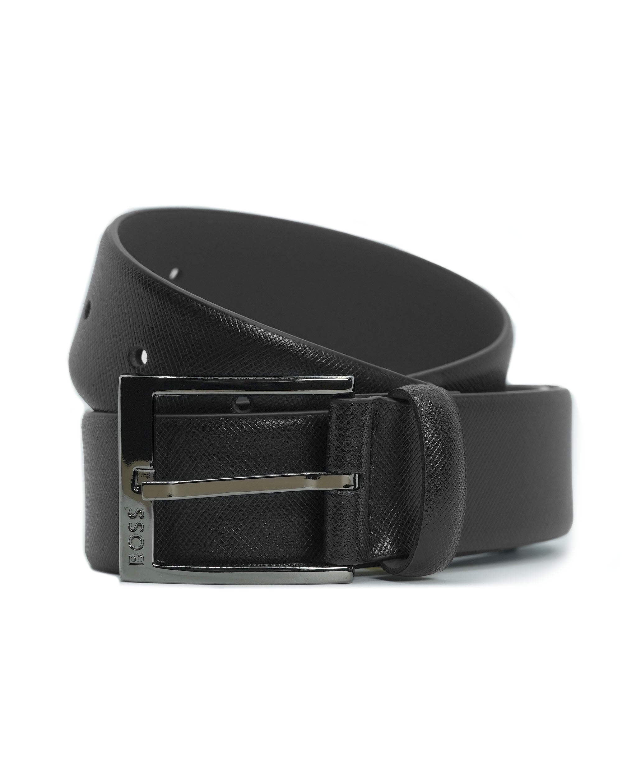 boss black leather belt