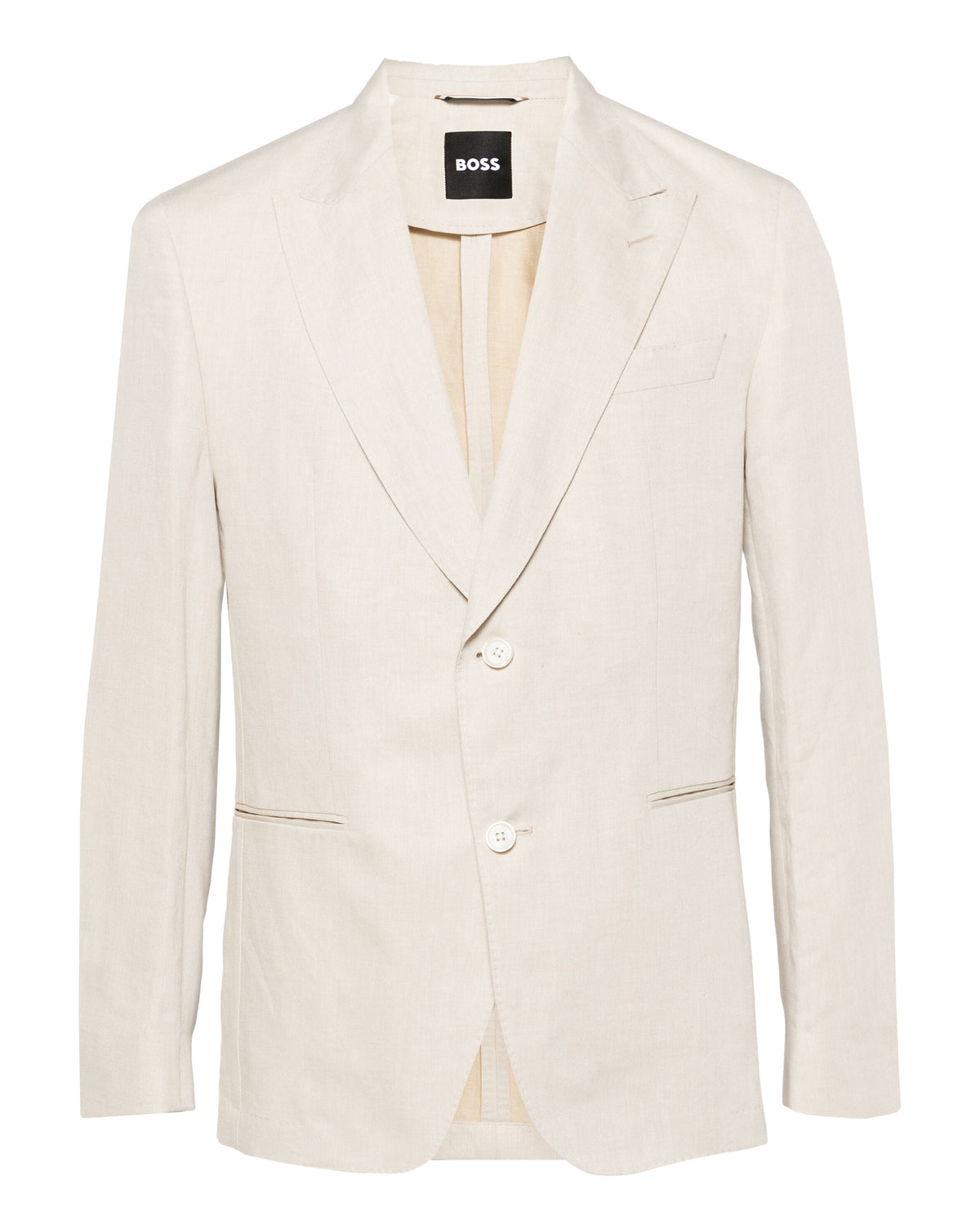 Boss Single Breasted Linen-Cotton Blazer - Beige