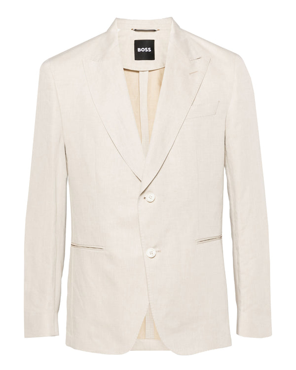 Boss Single Breasted Linen-Cotton Blazer - Beige