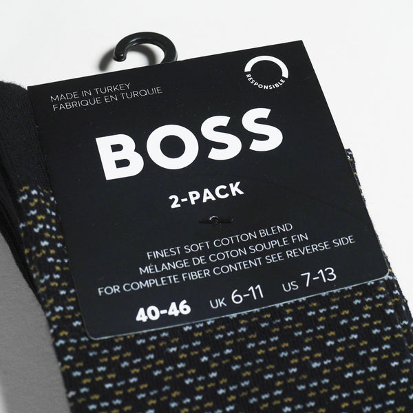 Boss 2-Pack Sock with Mini Pattern - Black