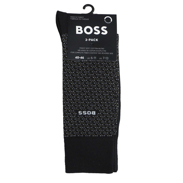 Boss 2-Pack Sock with Mini Pattern - Black