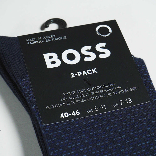 Boss 2-Pack Sock with Mini Pattern - Blue