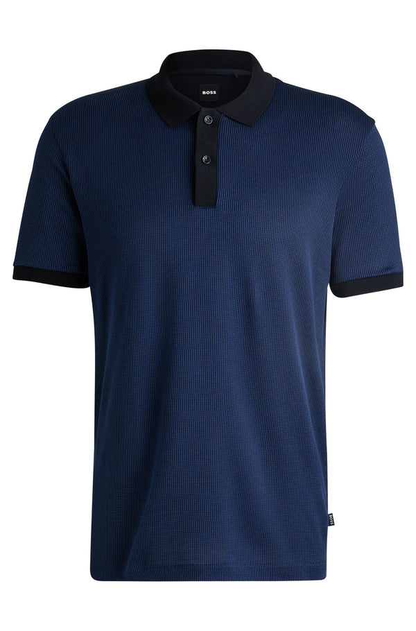 Boss Structured Cotton Polo Shirt - Blue