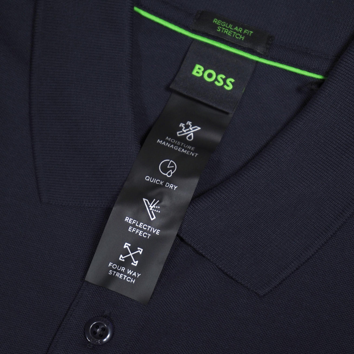 Boss &#39;Paddy&#39; Reflective Detail Polo Shirt - Navy