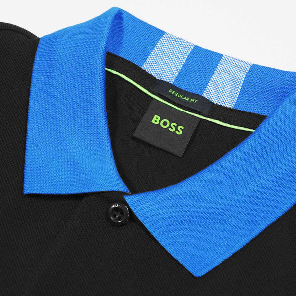 Boss 'Paddy' Contrast Collar Polo Shirt - Black