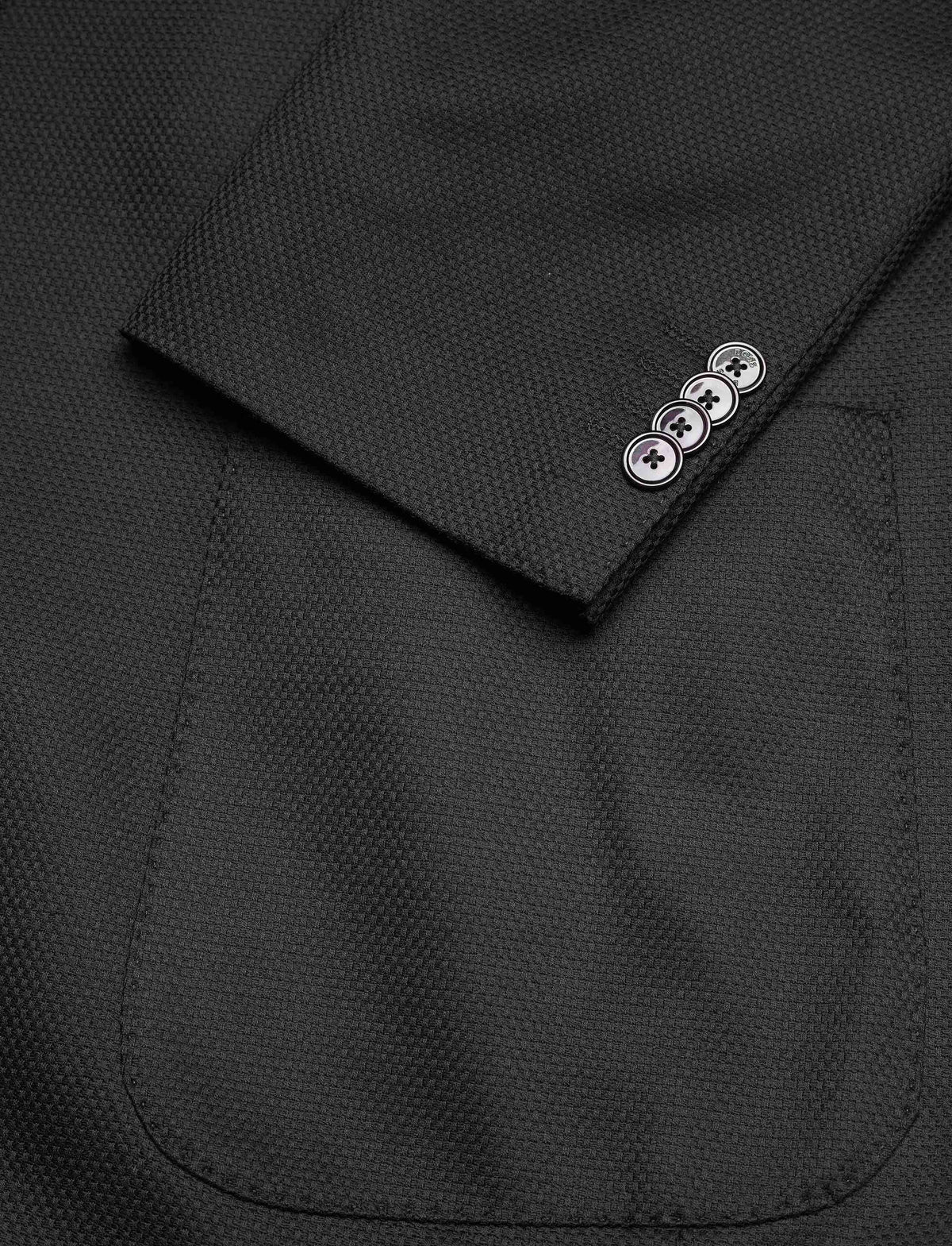 Boss &#39;H-Janson&#39; Single Breasted Jacket in Micro Patterned Fabric - Black