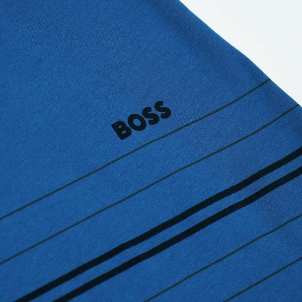 Boss Interlock-Cotton Regular-Fit T-Shirt with Fineline Artwork - Blue