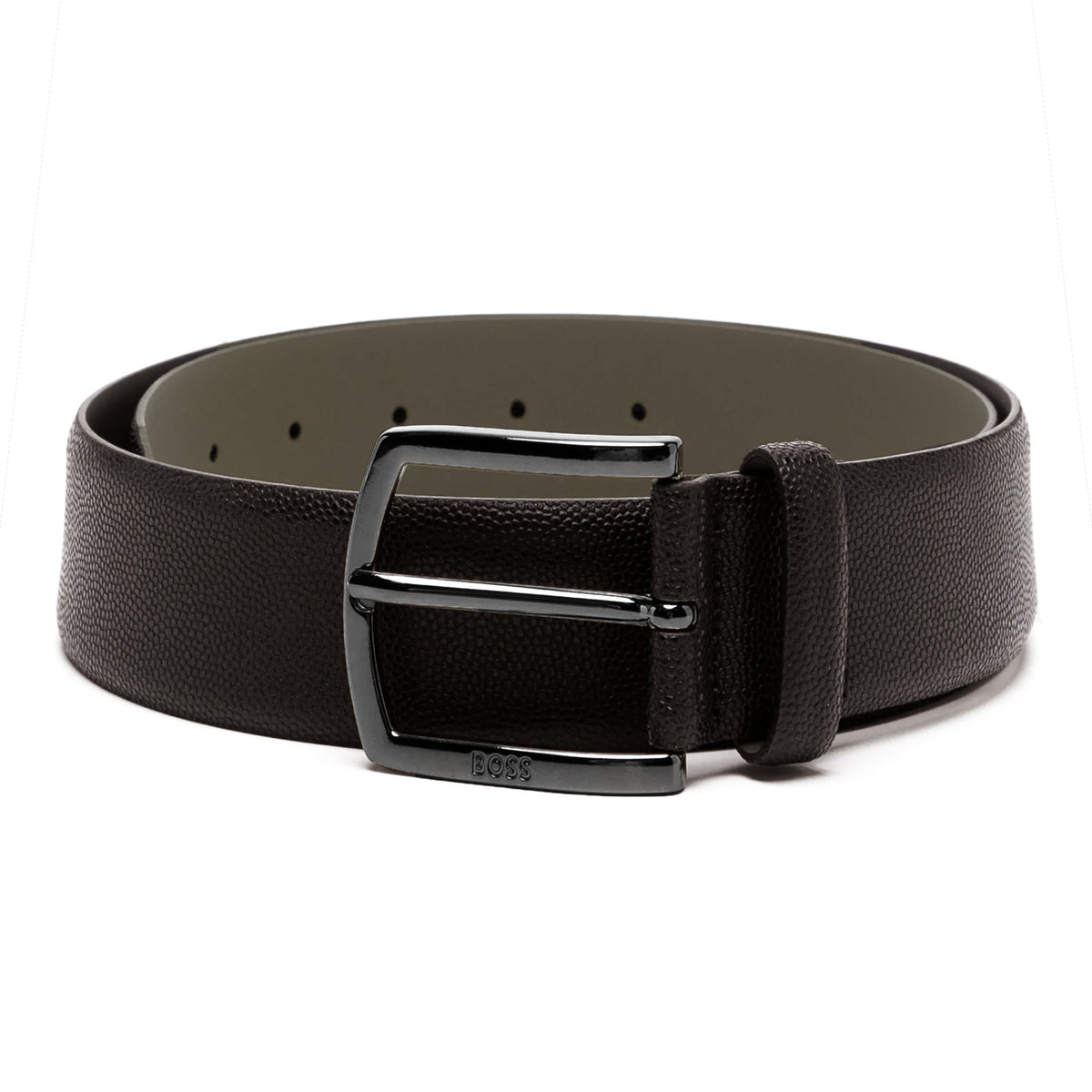 Boss Logo Plaque Leather Belt - Brown