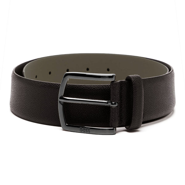 Boss Logo Plaque Leather Belt - Brown