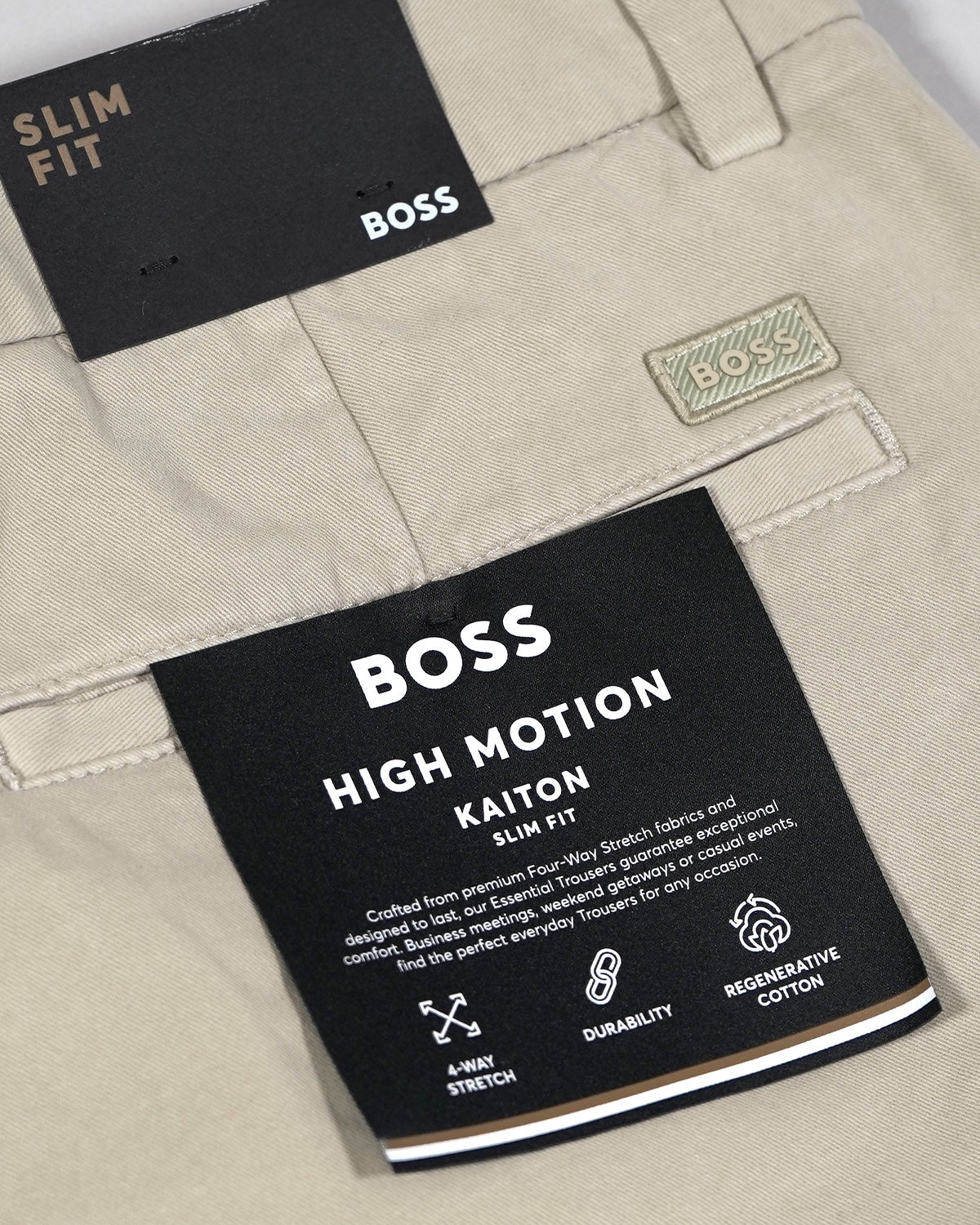 Boss Slim-fit trousers in stretch-cotton twill - Beige