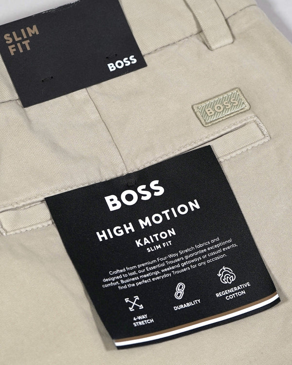 Boss Slim-fit trousers in stretch-cotton twill - Beige