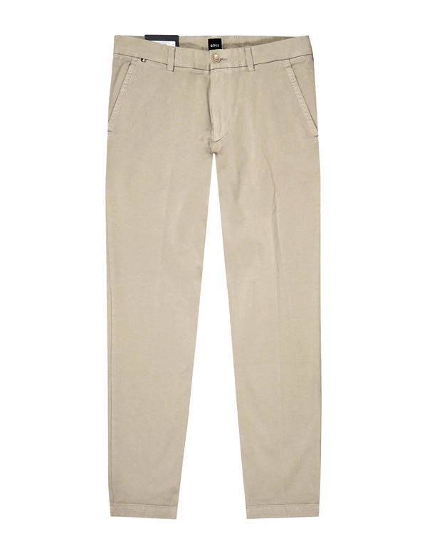 Boss Slim-fit trousers in stretch-cotton twill - Beige