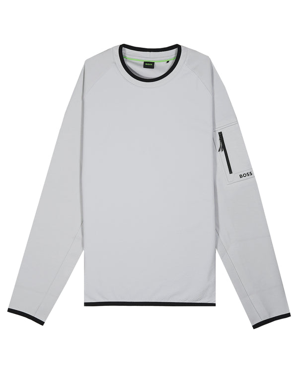 Boss Urban tech wind resistant sweatshirt with sleeve pocket detail - Grey
