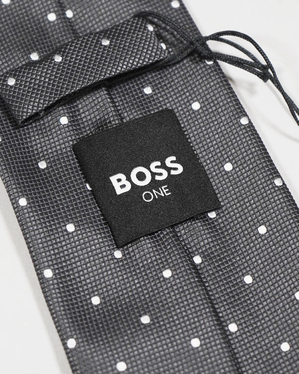 Boss Polka Dot 100% Silk Tie - Grey