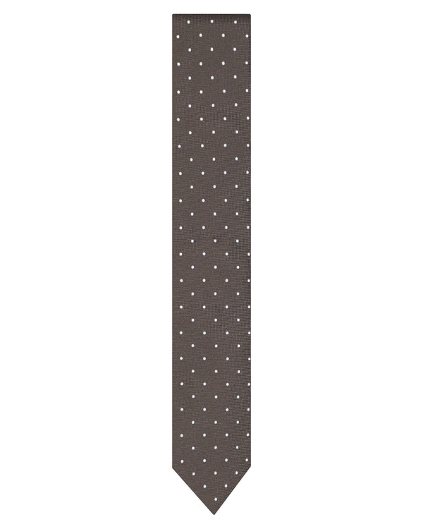 Boss Polka Dot 100% Silk Tie - Brown