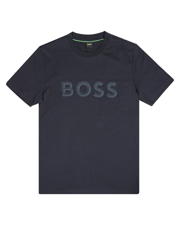Boss Cotton-jersey T-shirt with 3D logo - Blue