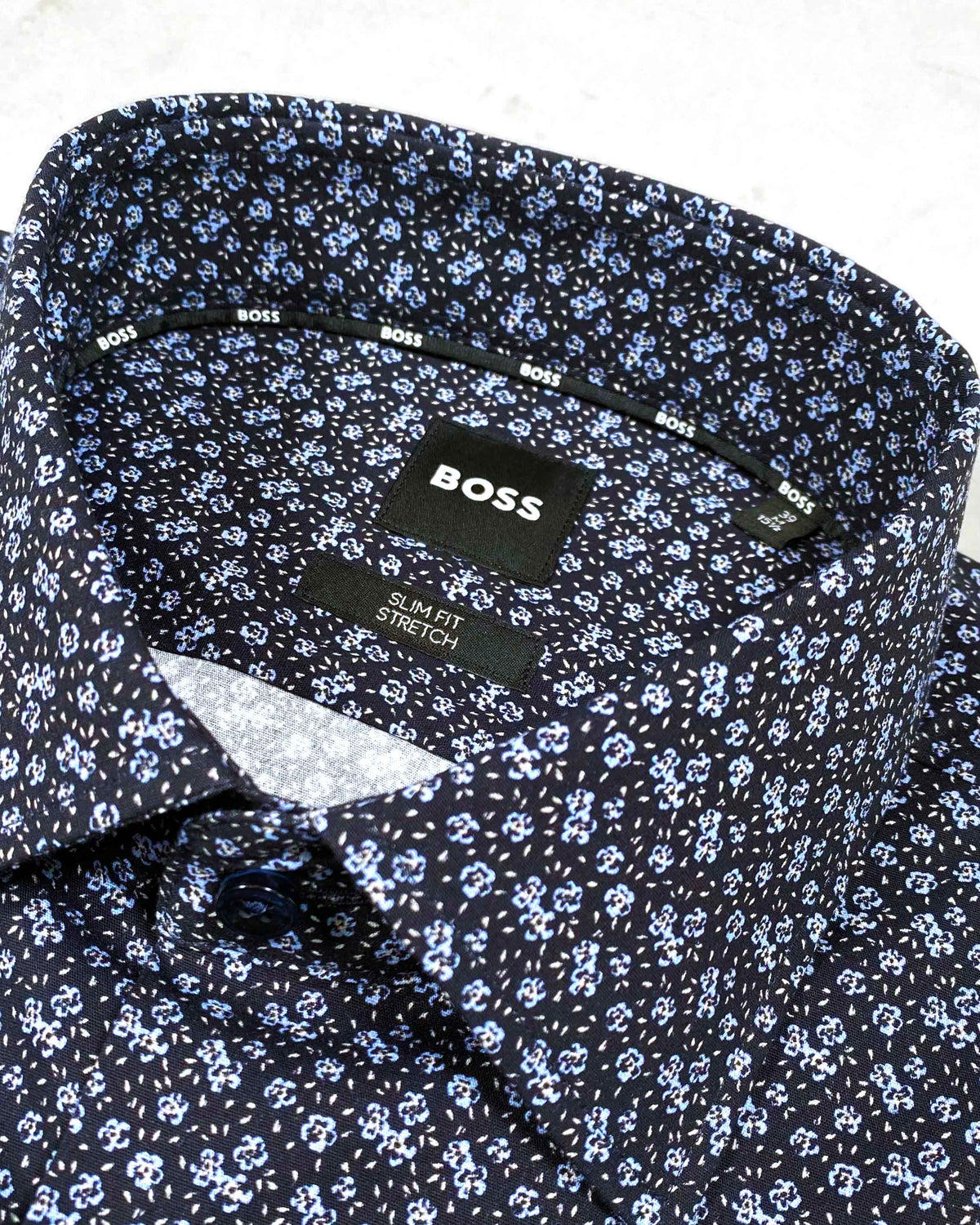 Boss Floral Print Stretch Fabric Shirt - Blue