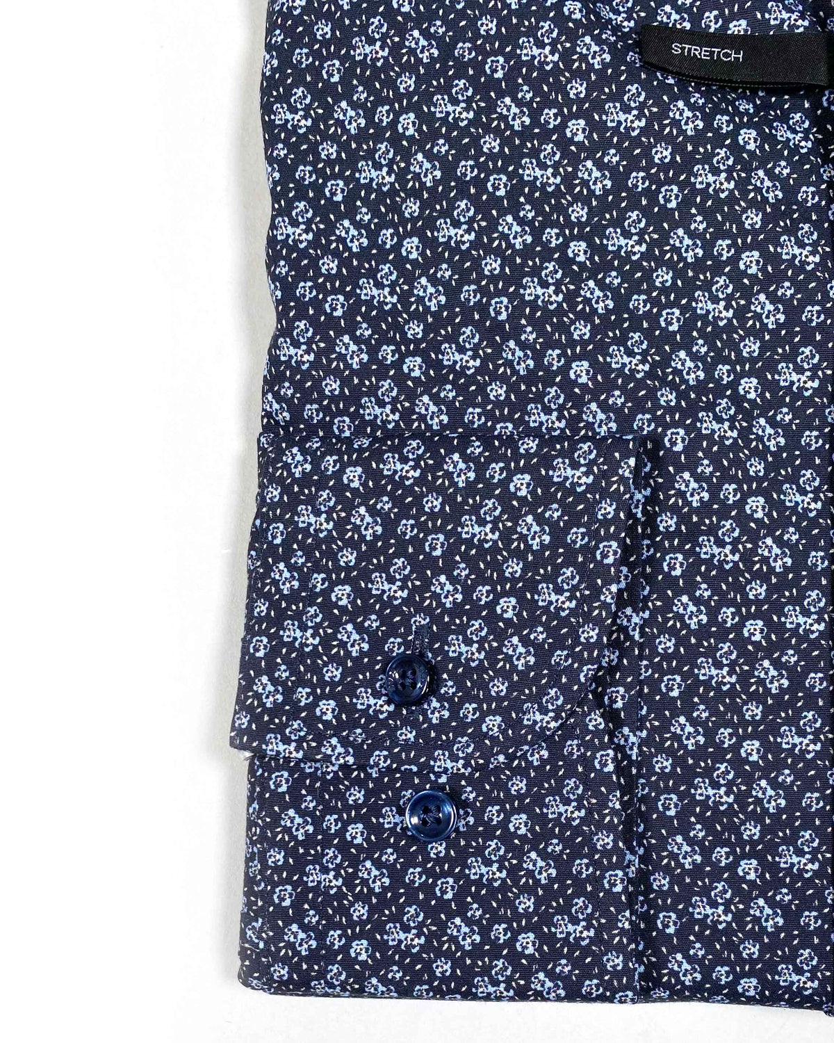 Boss Floral Print Stretch Fabric Shirt - Blue