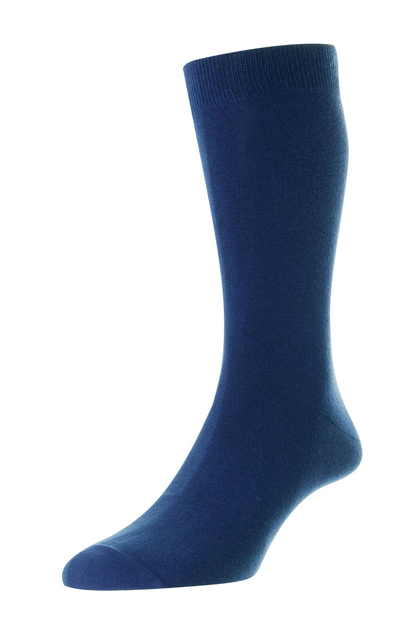 Pantherella Tavener Flat Knit Egyptian Cotton Socks - Blue