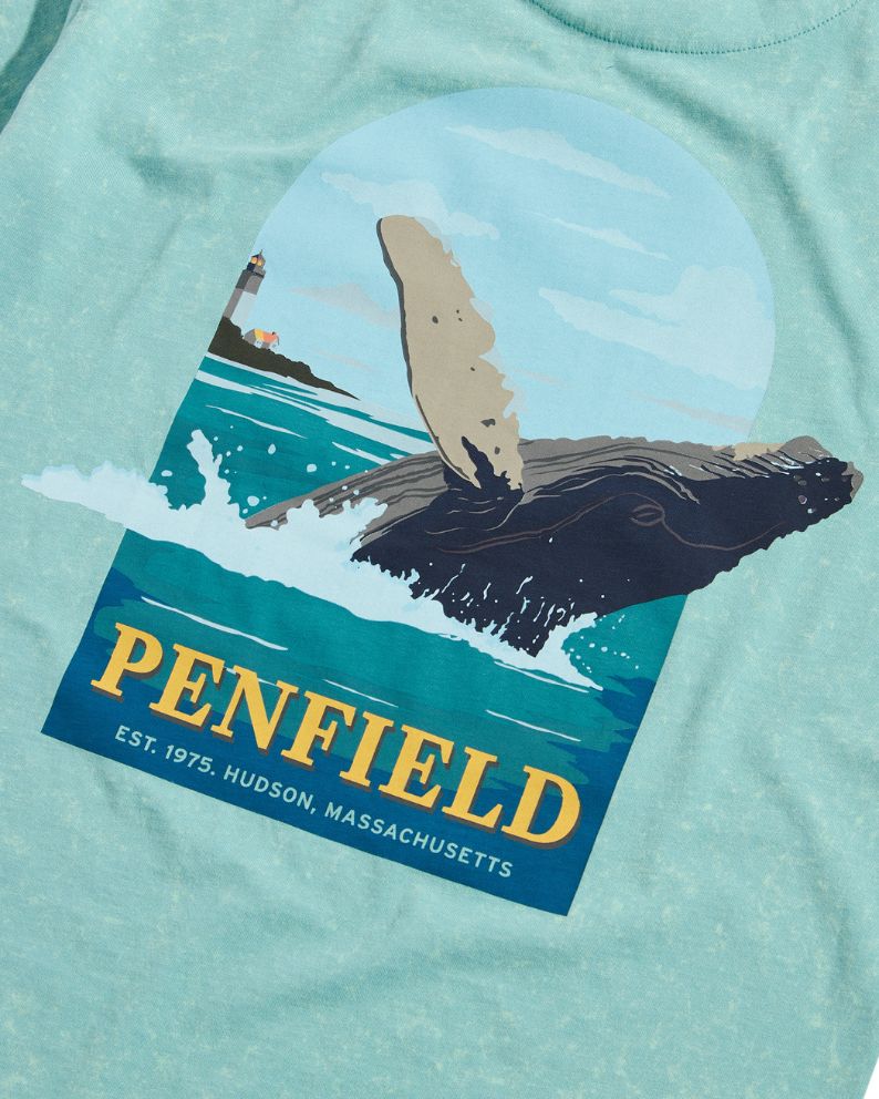 Penfield Whale Scene Back Graphic T-Shirt - Blue