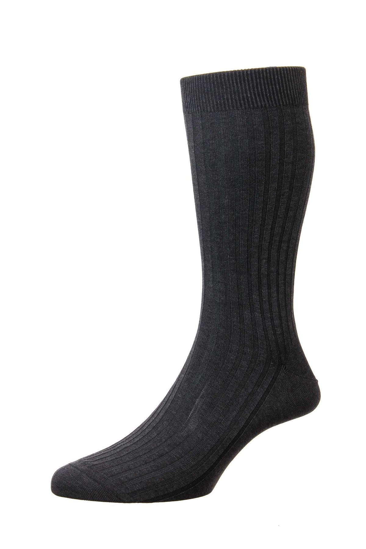 Pantherella Danvers - 5x3 Rib Fil d'Ecosse Mercerised Cotton Sock - Grey