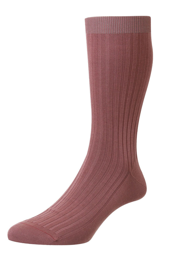 Pantherella Danvers - 5x3 Rib Fil d'Ecosse Mercerised Cotton Sock - Pink