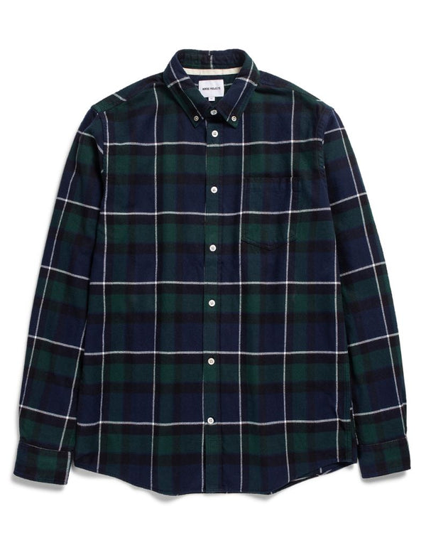 Norse Projects Anton Brushed Flannel Check Shirt - Black