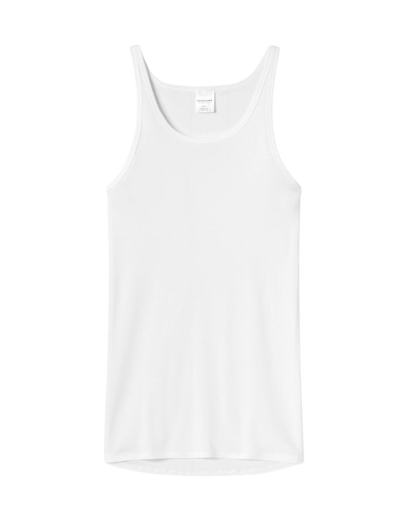 Schiesser Fine ribbed white undershirt vest - White