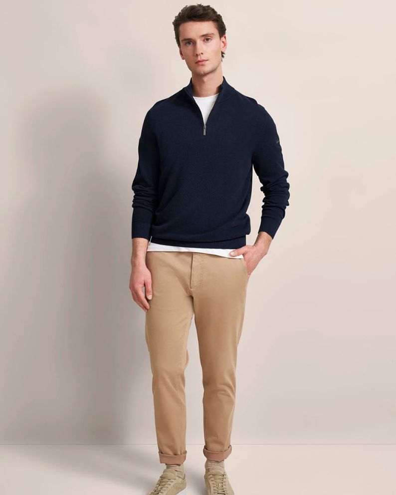 Bugatti Zip Neck Sweater - Navy