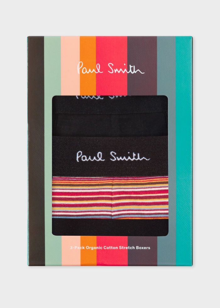 Paul Smith 3 Pack Mixed Stripe Boxer Briefs - Black Multi