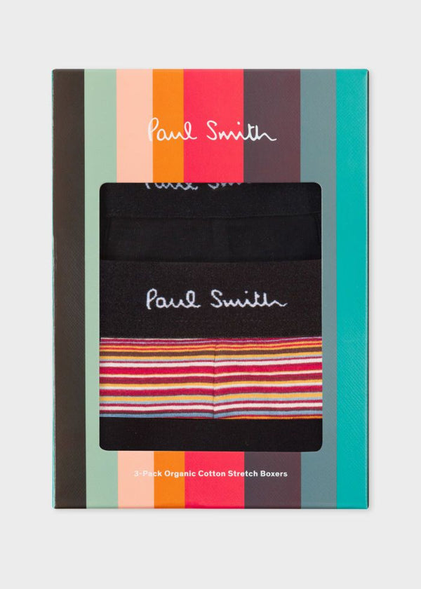 Paul Smith 3 Pack Mixed Stripe Boxer Briefs - Black Multi