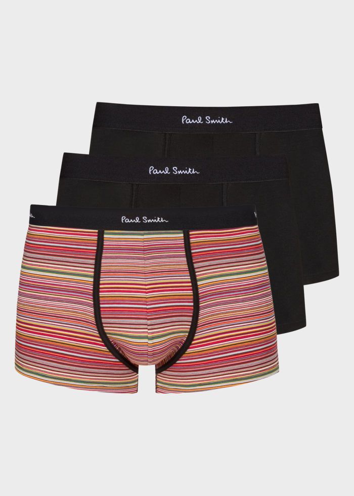 Paul Smith 3 Pack Mixed Stripe Boxer Briefs - Black Multi