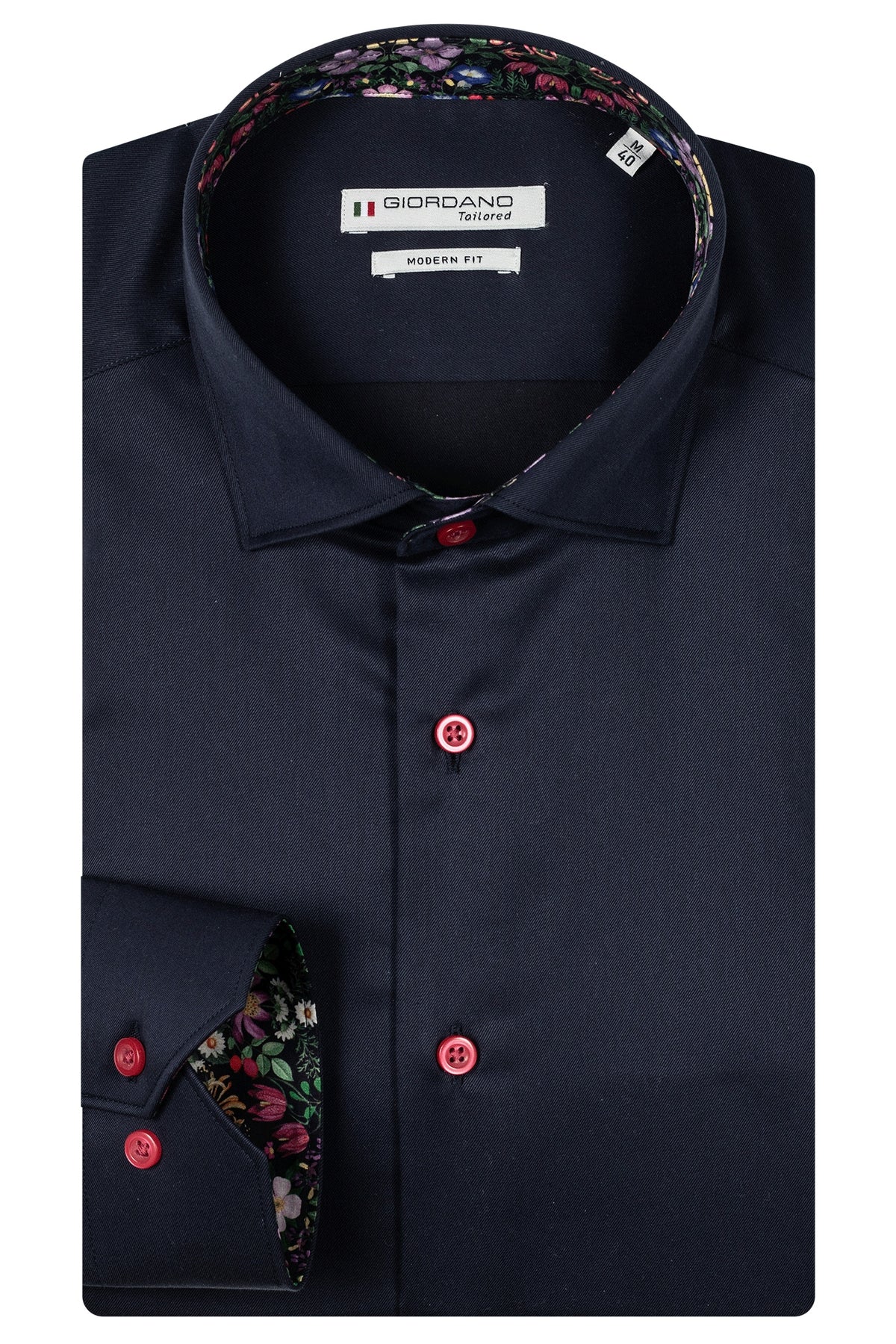 Giordano &#39;Maggiore&#39; Semi Cutaway Tailored Fit Shirt - Navy