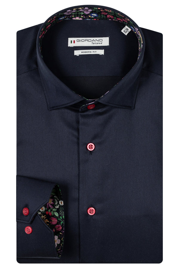 Giordano 'Maggiore' Semi Cutaway Tailored Fit Shirt - Navy