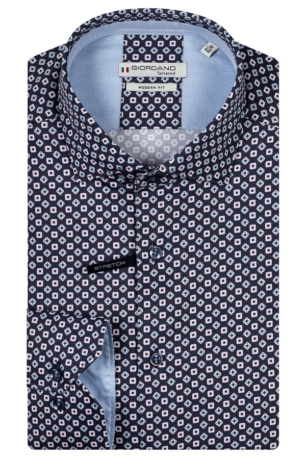 Giordano 'Maggiore' Printed Tailored Fit Shirt - Navy / Pink