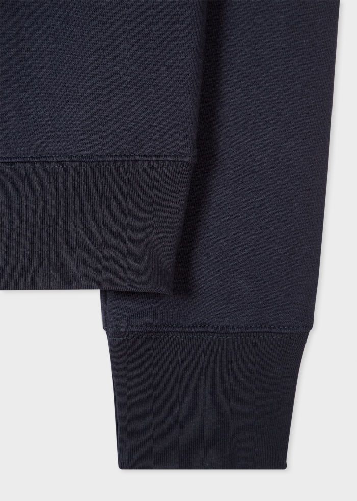 Paul Smith Zebra Logo Organic Cotton Zip-Neck Sweatshirt – Navy