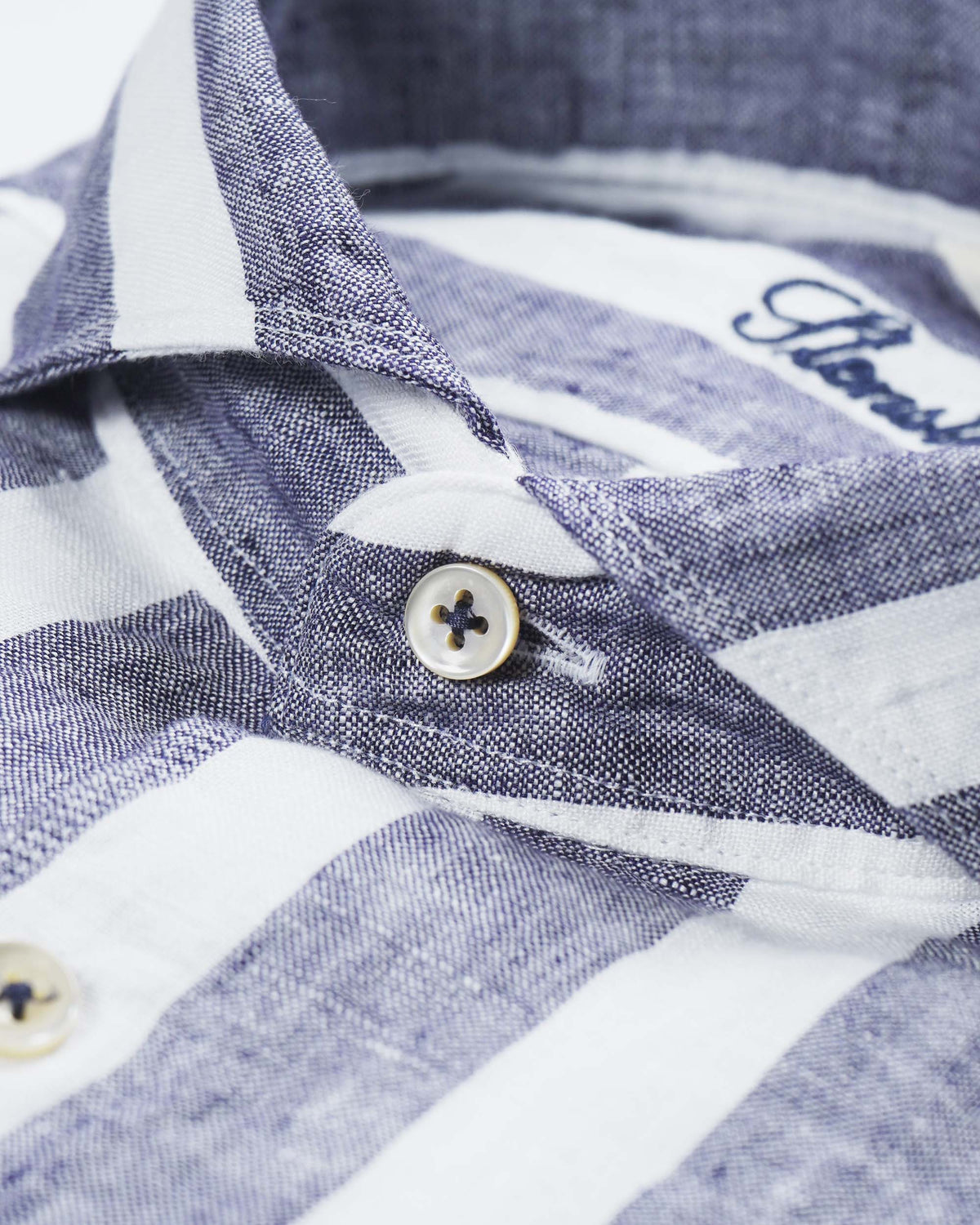 Stenströms Fitted Body Striped Sport Shirt - Navy