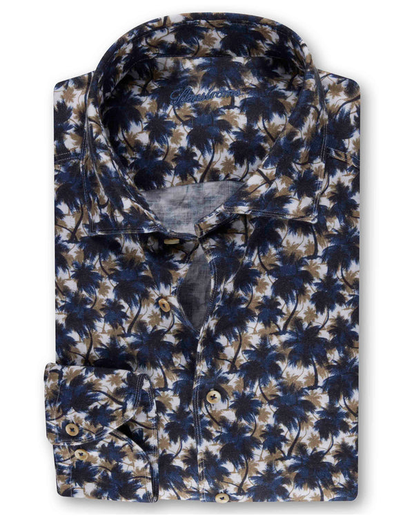 Stenströms Patterned Linen Shirt - Navy