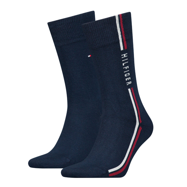 Tommy Hilfiger 2 Pack Socks with Global Stripe Design - Navy