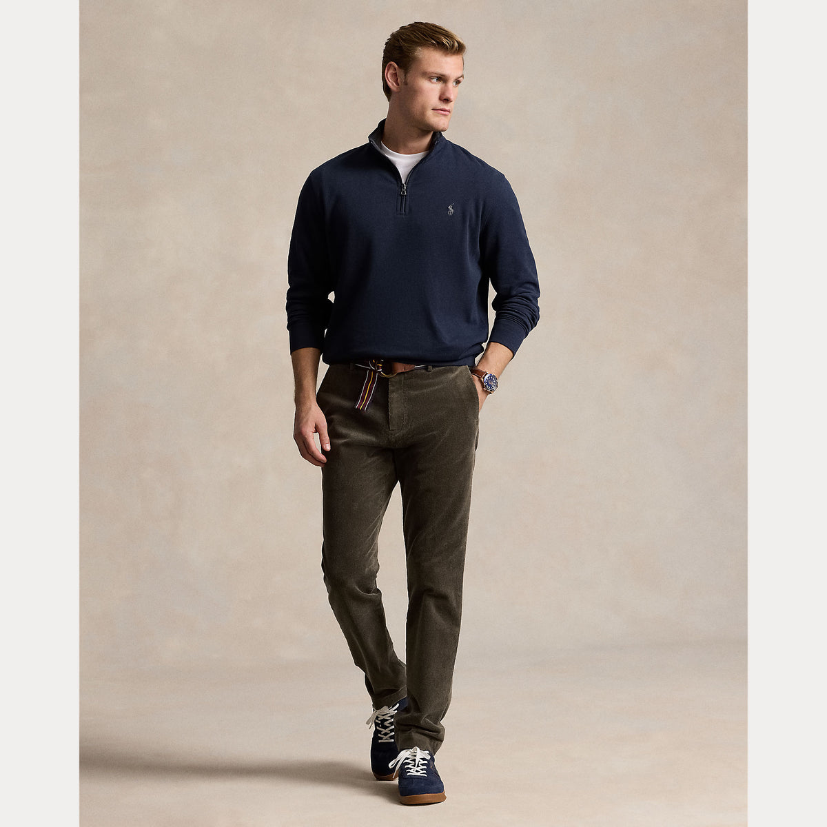 Polo Ralph Lauren Luxury Jersey Quarter-Zip Pullover - Navy
