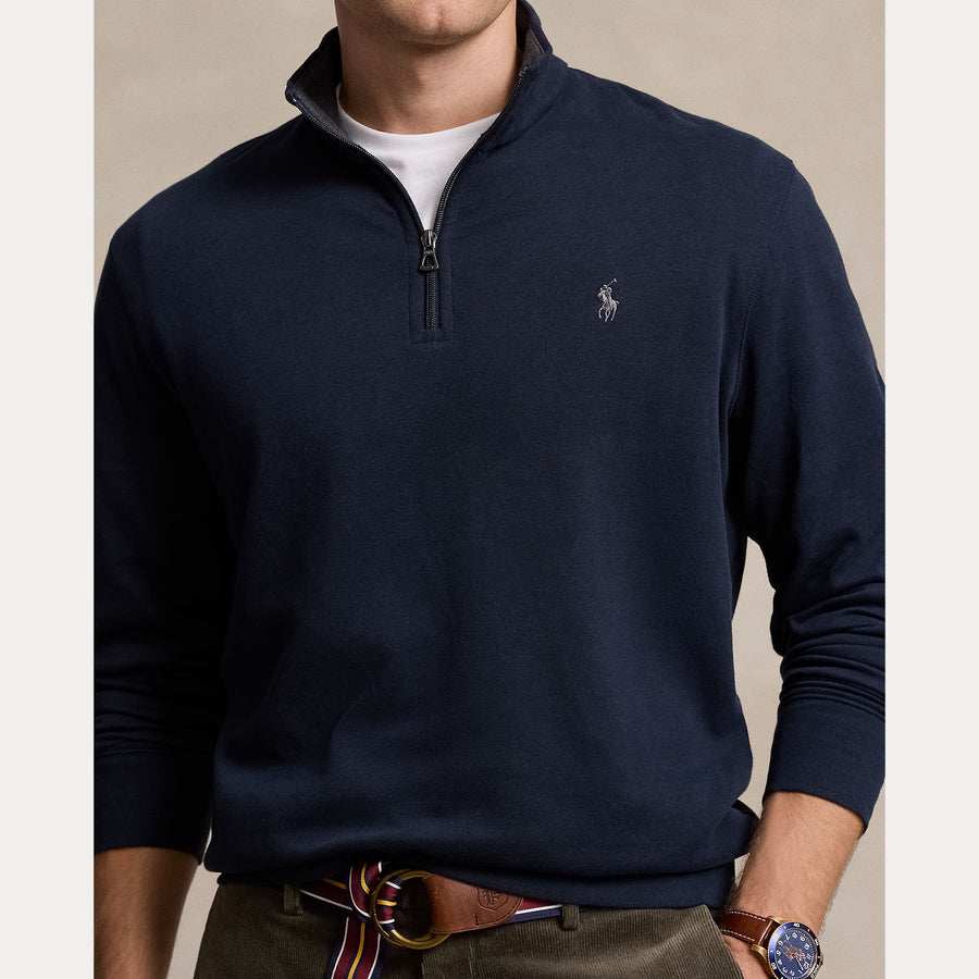 Polo Ralph Lauren Luxury Jersey Quarter-Zip Pullover - Navy