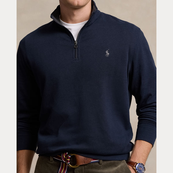 Polo Ralph Lauren Luxury Jersey Quarter-Zip Pullover - Navy