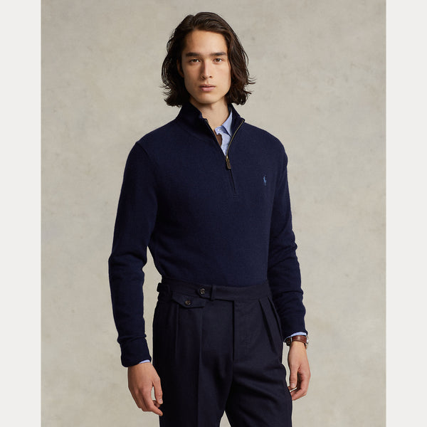 Polo Ralph Lauren Wool Quarter-Zip Sweater - Navy