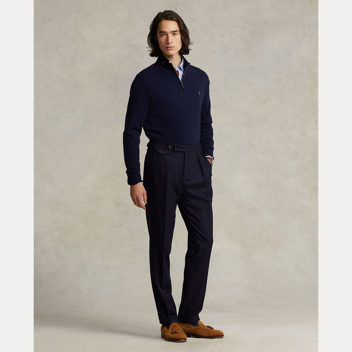 Polo Ralph Lauren Wool Quarter-Zip Sweater - Navy