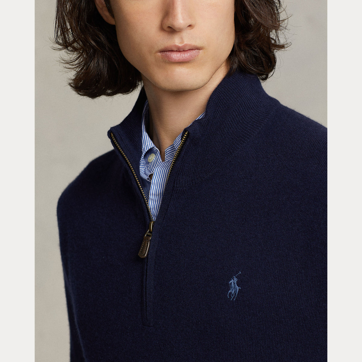 Polo Ralph Lauren Wool Quarter-Zip Sweater - Navy