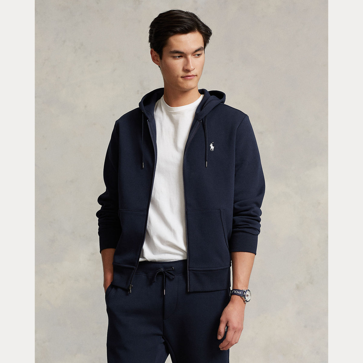 Polo Ralph Lauren Double-Knit Full Zip Hoodie - Navy